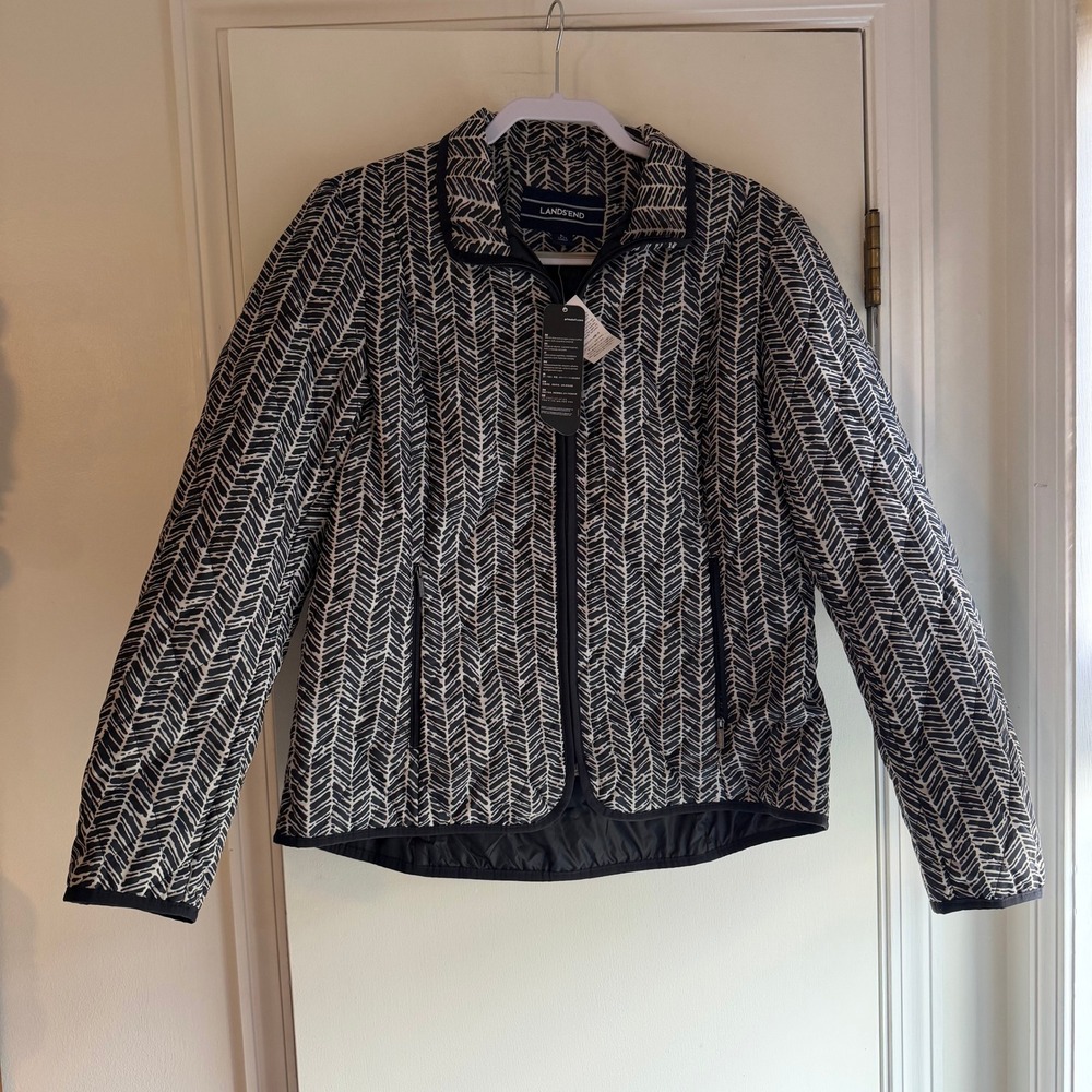 Lands' End Black and White Patterned Jacket